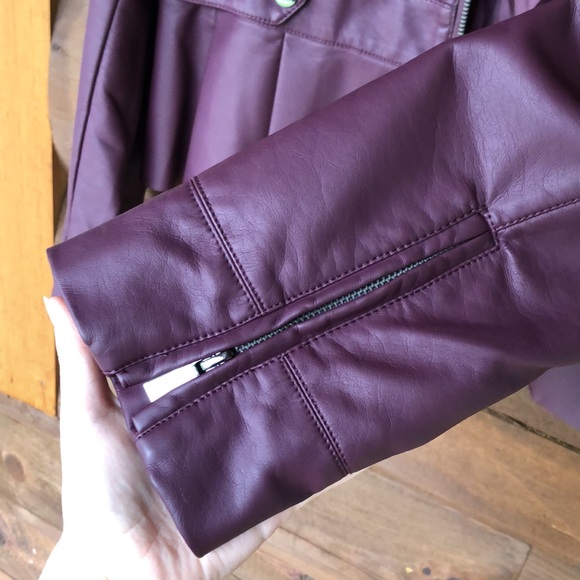 Women’s Purple Faux Leather Zip Jacket - Picture 6 of 7
